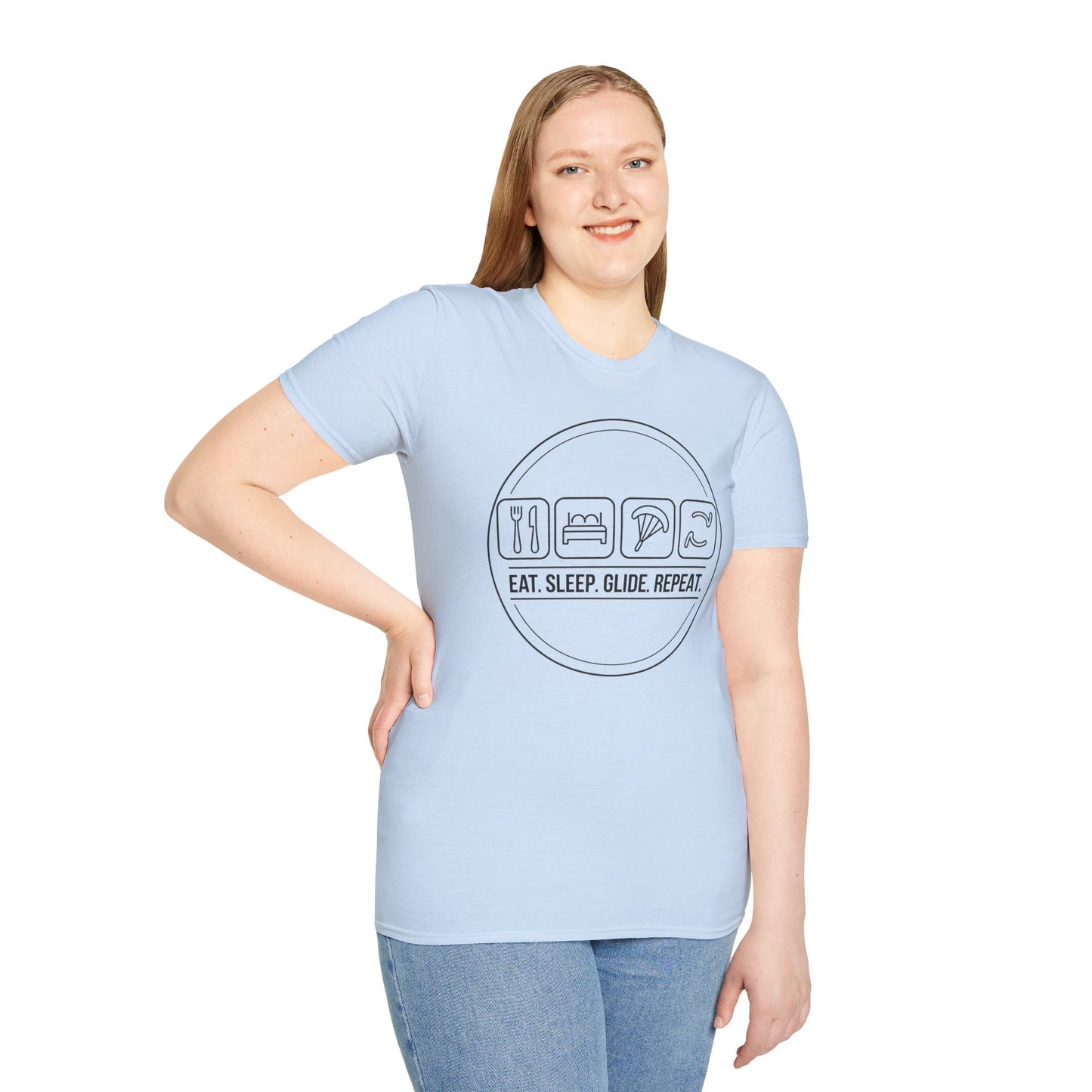 "Eat. Sleep. Glide. Repeat." - Inspirational Paragliding T-Shirt V2