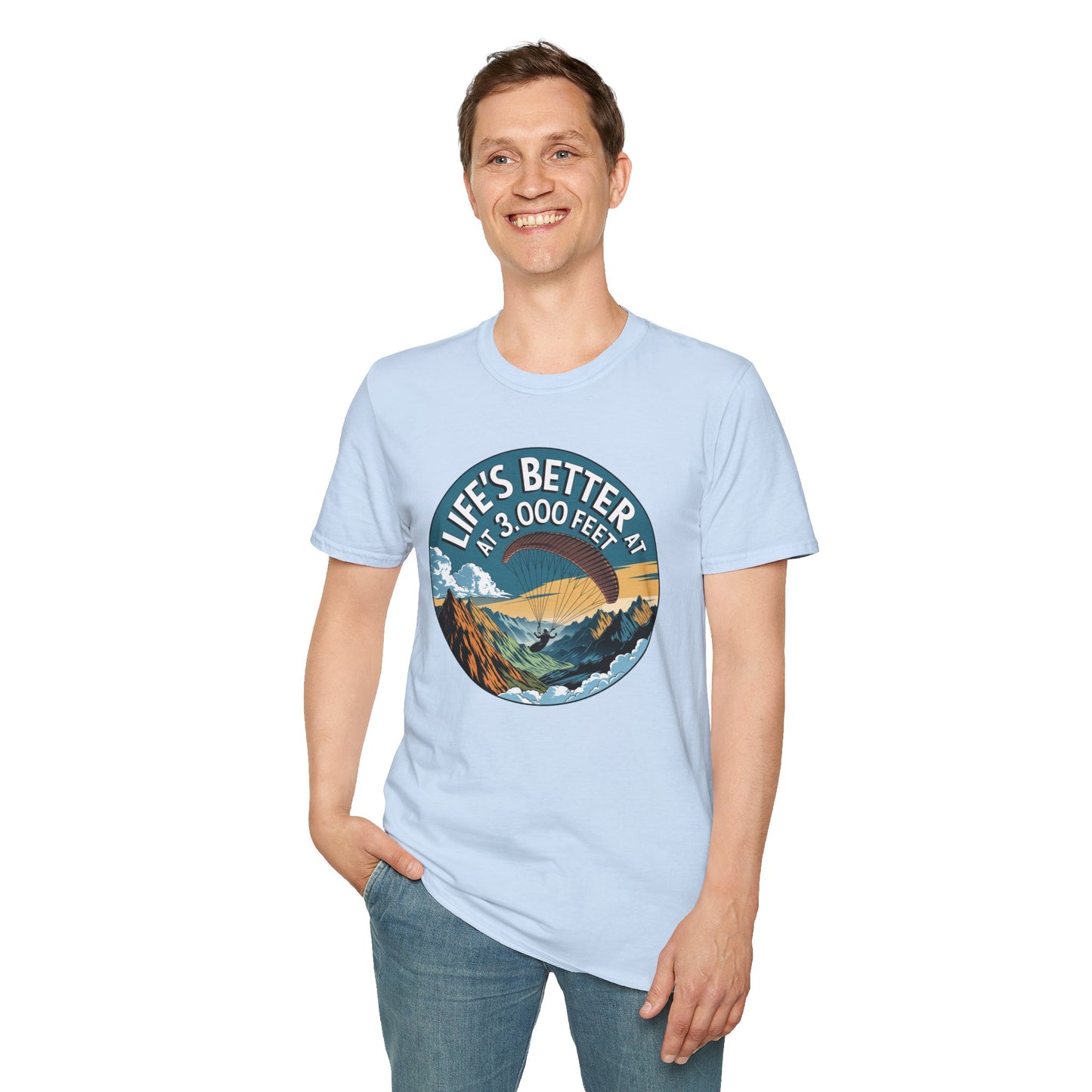"Life’s Better at 3,000 Feet" - Inspirational Paragliding T-Shirt
