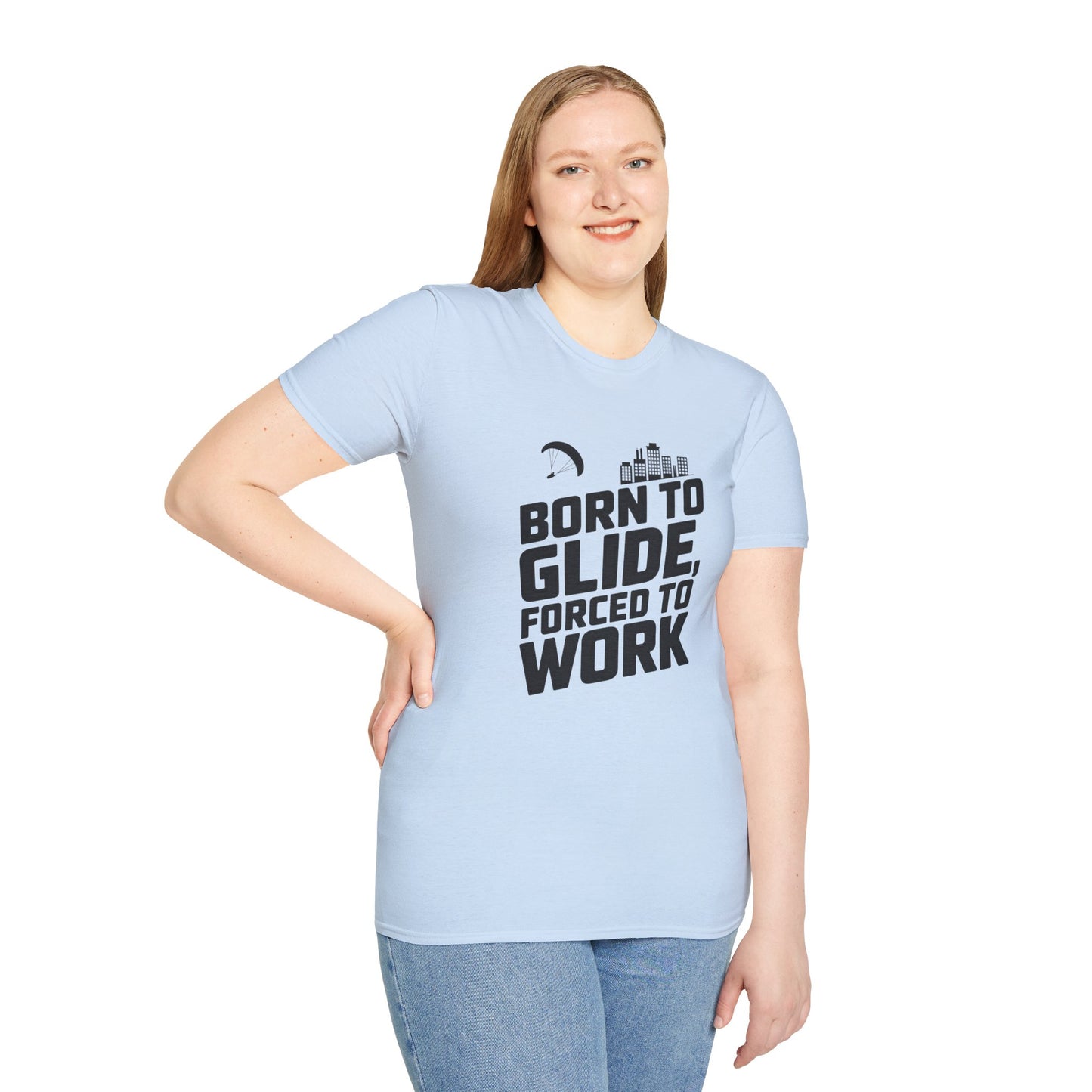"Born to Glide, Forced to Work" - Funny Paragliding T-Shirt V2