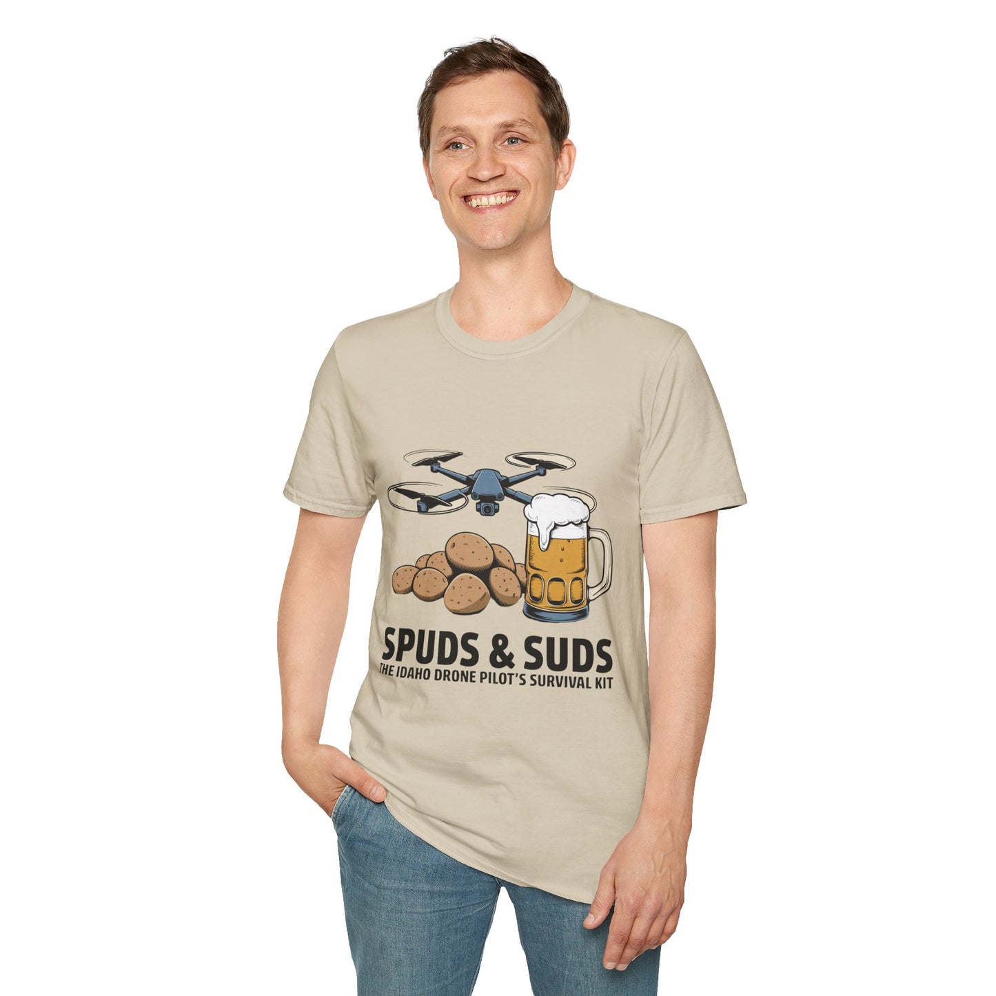 "Spuds & Suds – The Idaho Drone Pilot’s Survival Kit!" - Funny Drone T-Shirt V3