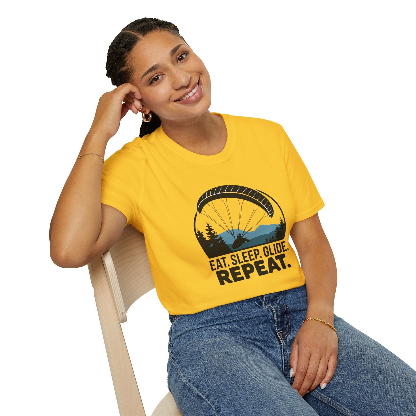 "Eat. Sleep. Glide. Repeat." - Inspirational Paragliding T-Shirt V3