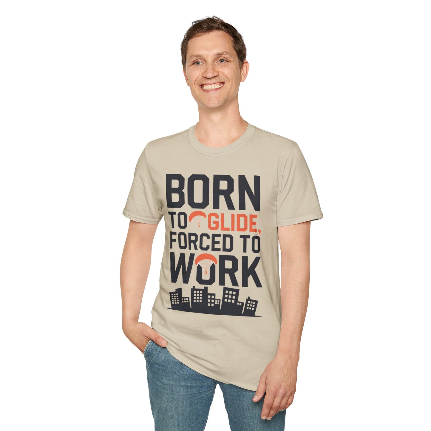 "Born to Glide, Forced to Work" - Funny Paragliding T-Shirt