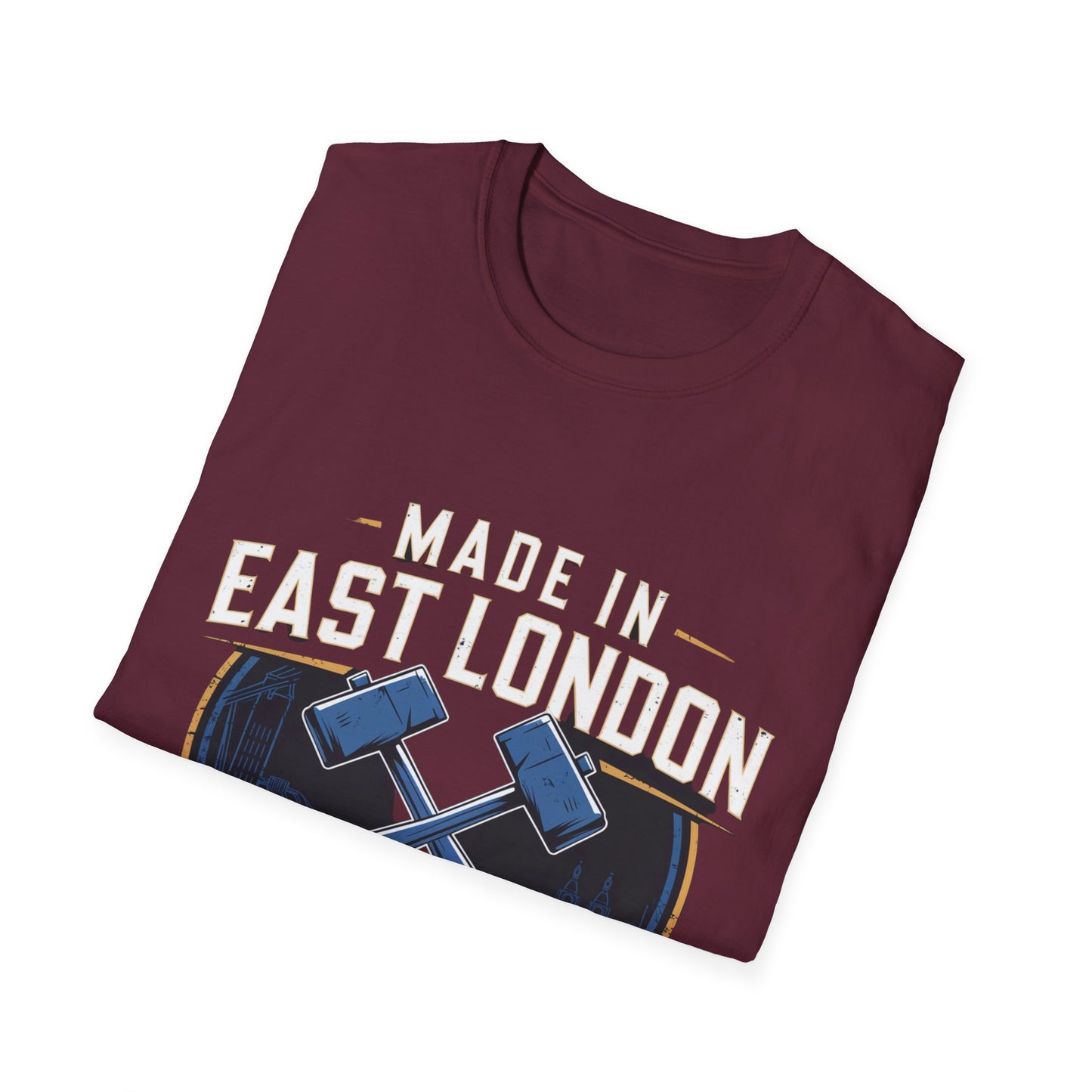 West Ham T-Shirt - "Made in East London, Forged by West Ham" - V2 - West Ham United Fan Apparel Unisex Softstyle