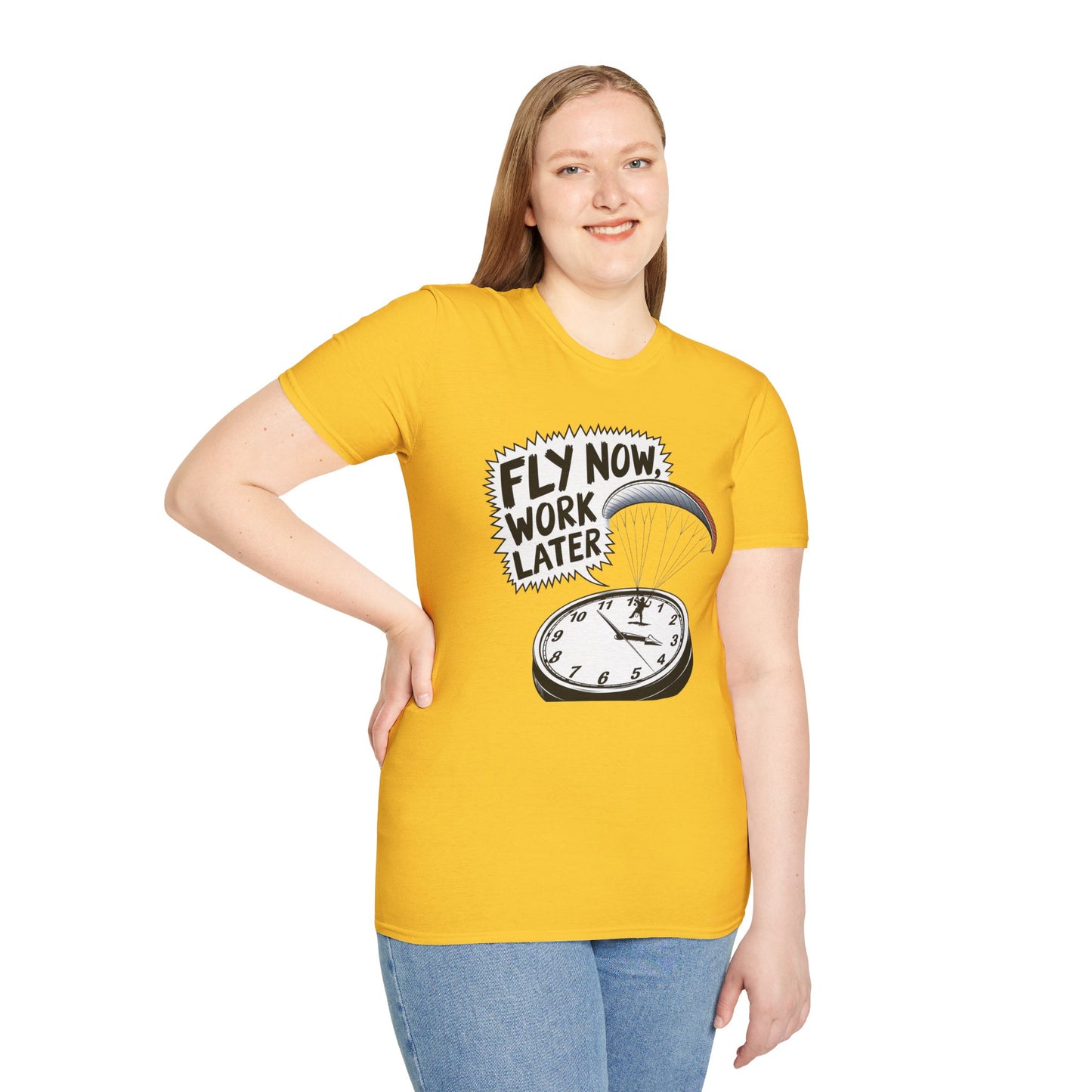 "Fly Now, Work Later" - Inspirational Paragliding T-Shirt - V3