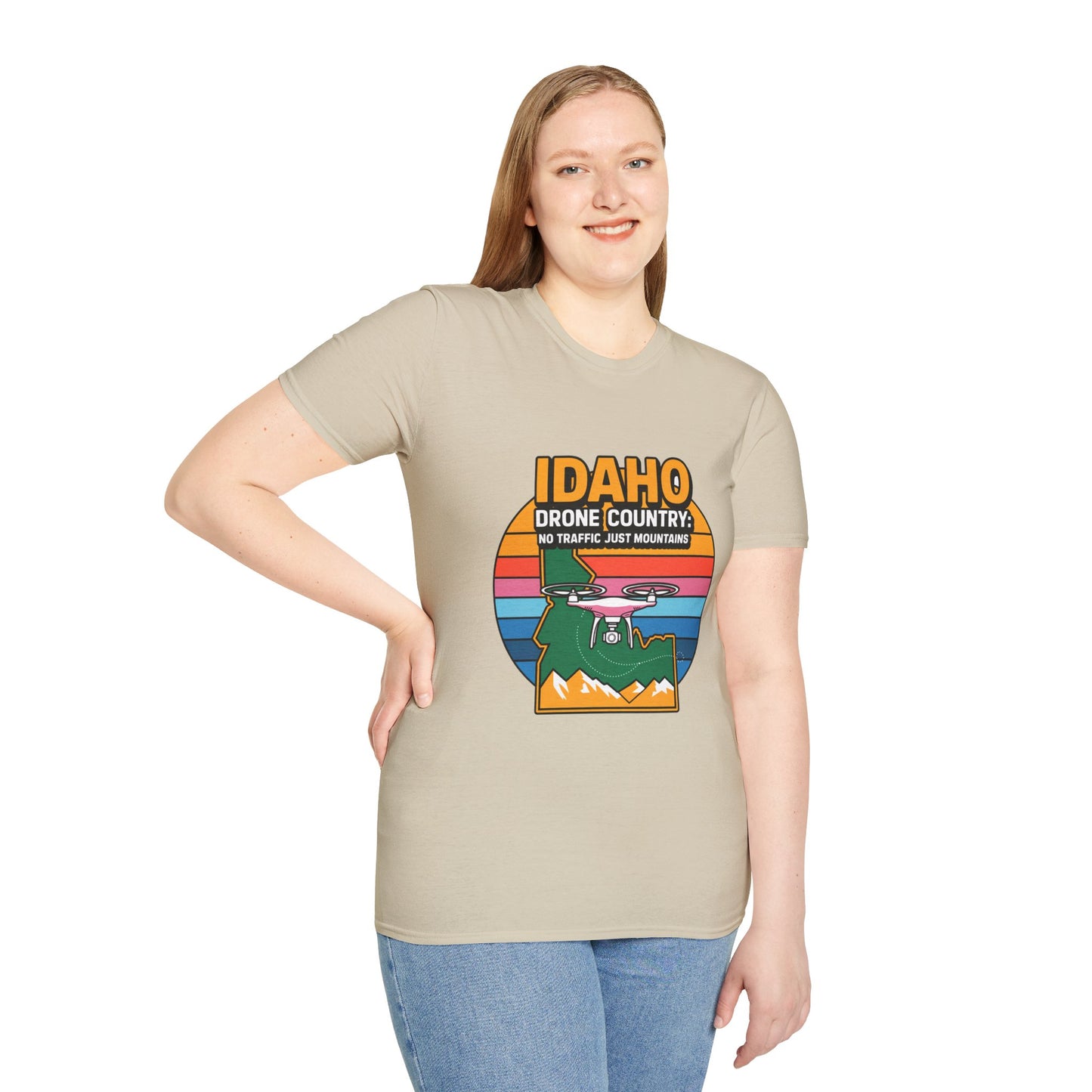 "Idaho Drone Country: No Traffic, Just Mountains!" - Drone Enthusiast T-Shirt - V3