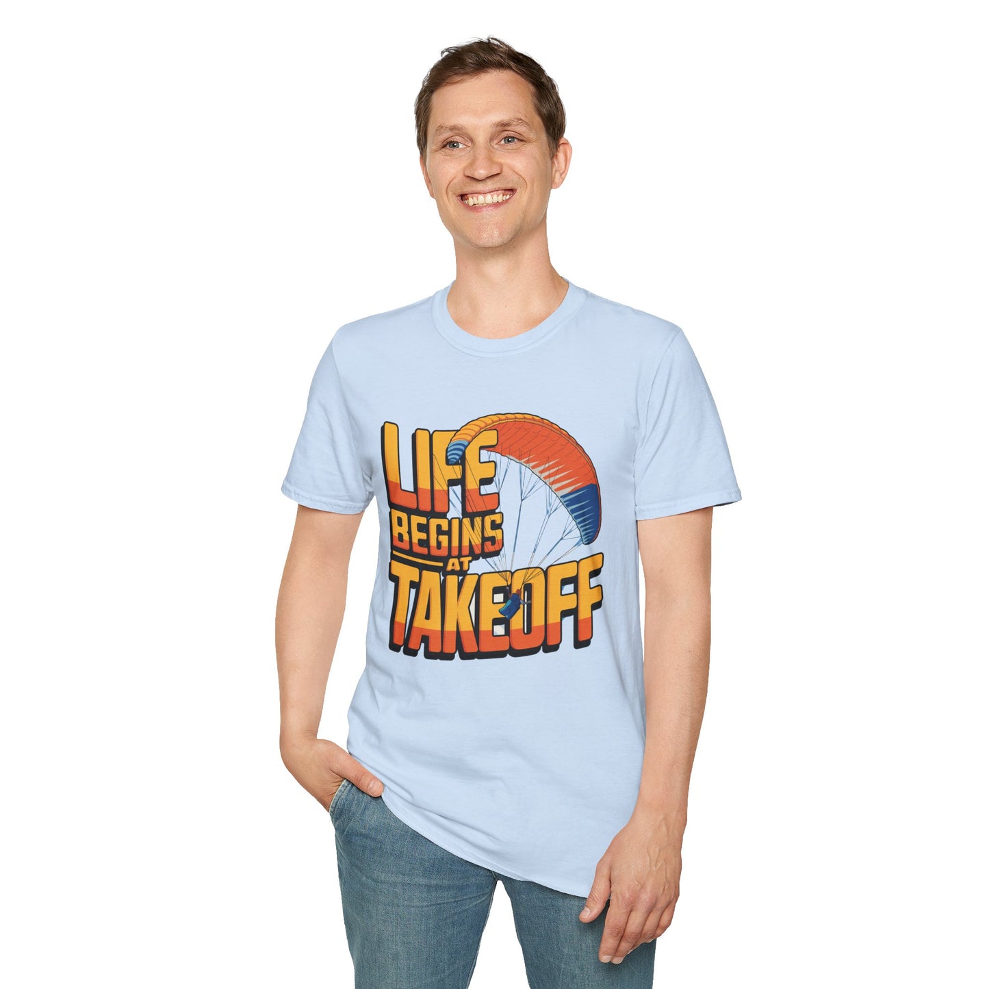"Life Begins at Takeoff" - Inspirational Paragliding T-Shirt