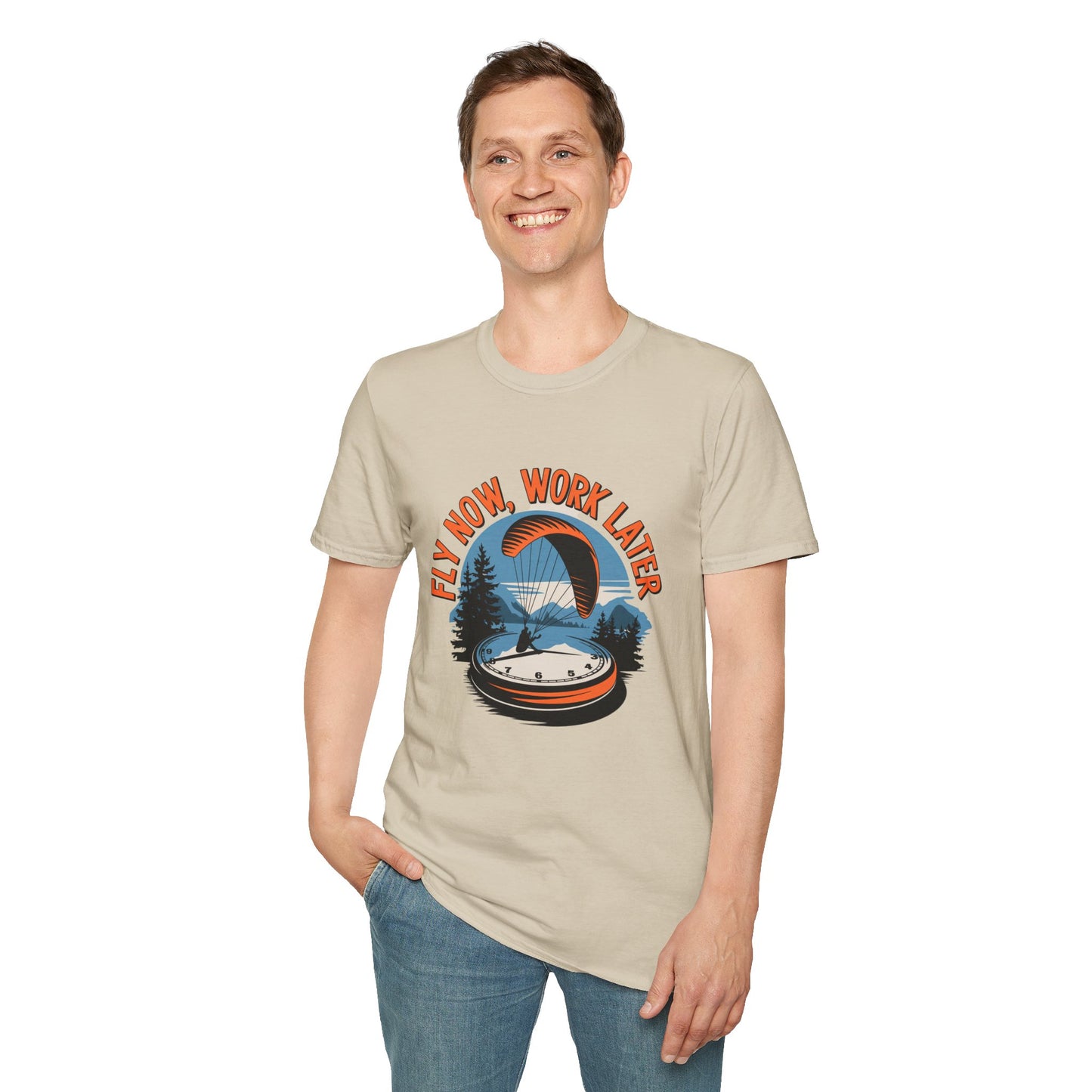 "Fly Now, Work Later" - Inspirational Paragliding T-Shirt - V2