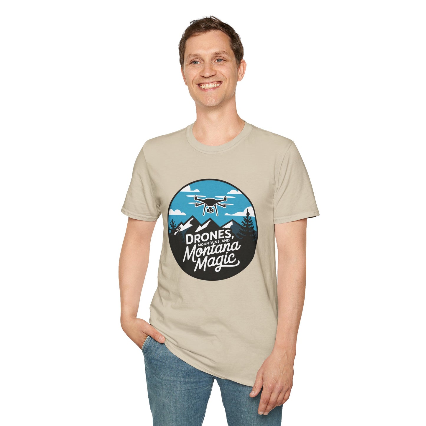 "Drones, Mountains, and Montana Magic" - Inspirational Drone T-Shirt