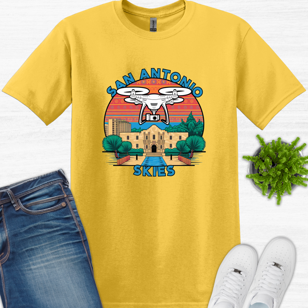 "San Antonio Skies" – Texas Heritage, Drone Pilot T-Shirt