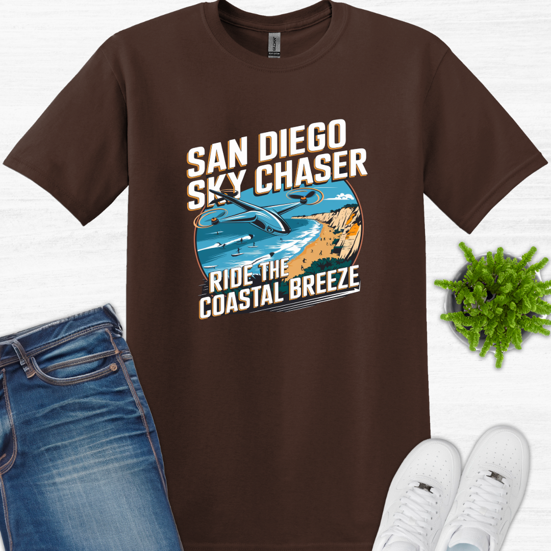 "San Diego Sky Chaser: Ride the Coastal Breeze" – California Drone T-Shirt