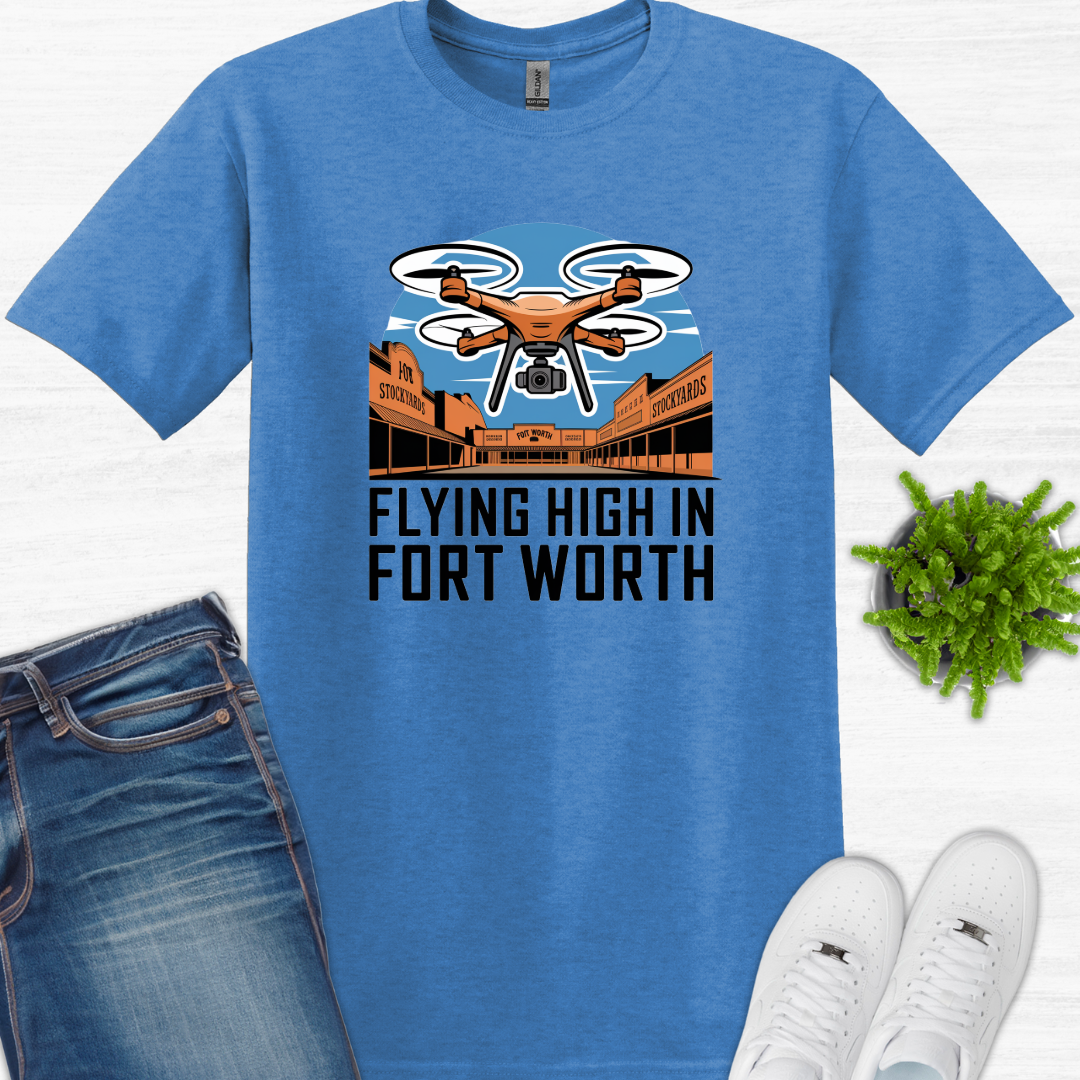 "Flyin’ High in Fort Worth" – V2 Texas Drone T-Shirt