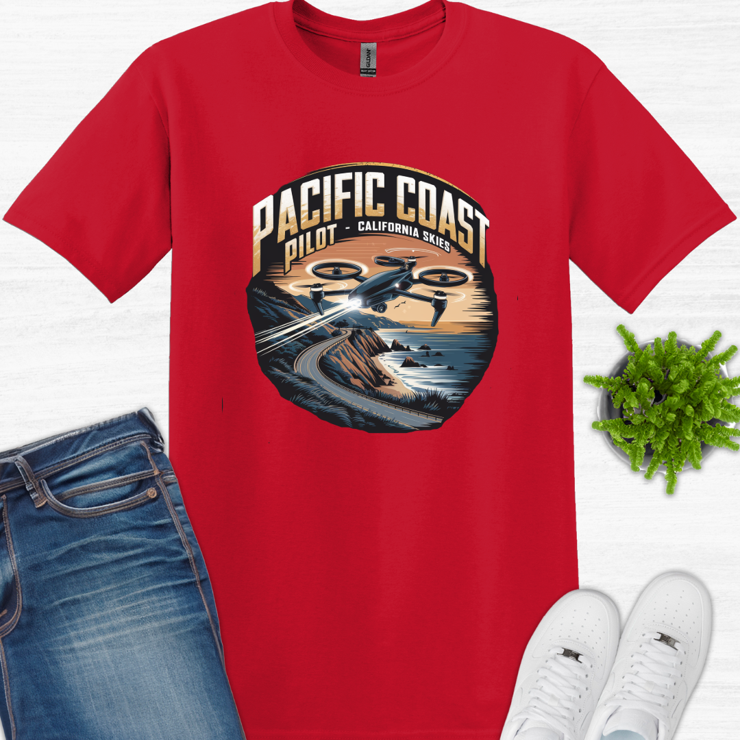 "Pacific Coast Pilot – California Skies" - Drone Pilot T-Shirt