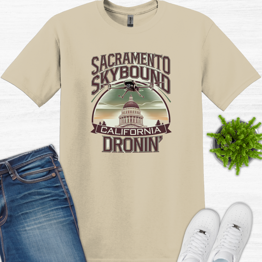 "Sacramento Skybound: California Dronin' " V4 – Drone Pilot T-Shirt