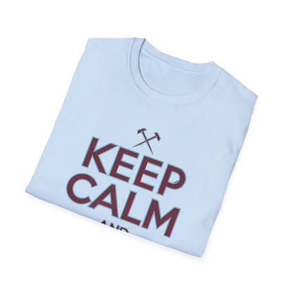 West Ham T-Shirt - "Keep Calm and Hammer On" - West Ham United Fan Apparel Unisex Softstyle