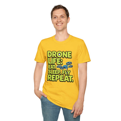 "Drone Life: Eat, Sleep, Fly, Repeat" - Funny Drone Pilot T-Shirt - V2