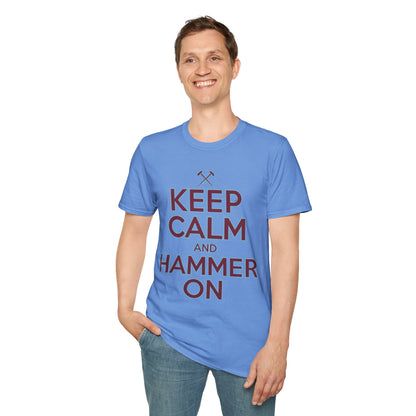 West Ham T-Shirt - "Keep Calm and Hammer On" - West Ham United Fan Apparel Unisex Softstyle