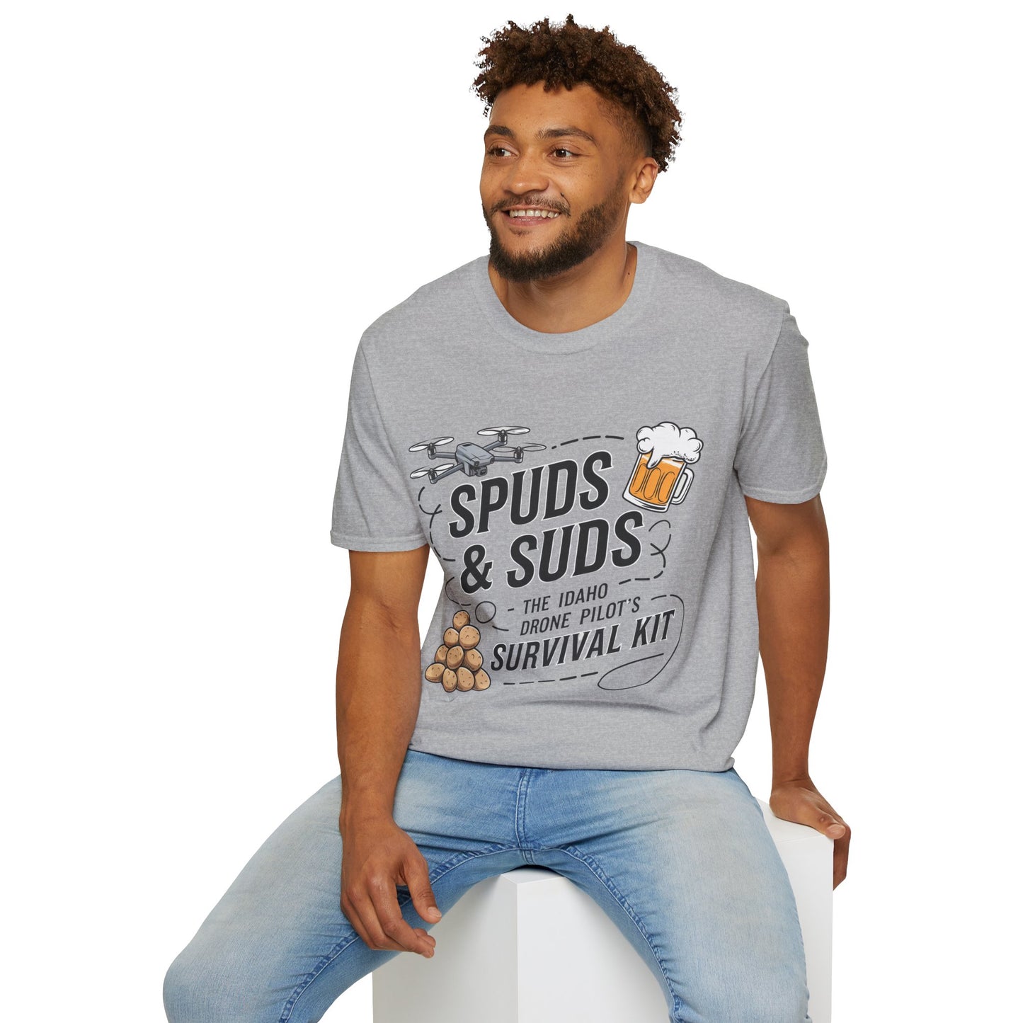 "Spuds & Suds – The Idaho Drone Pilot’s Survival Kit!"  - Funny Drone T-Shirt V2