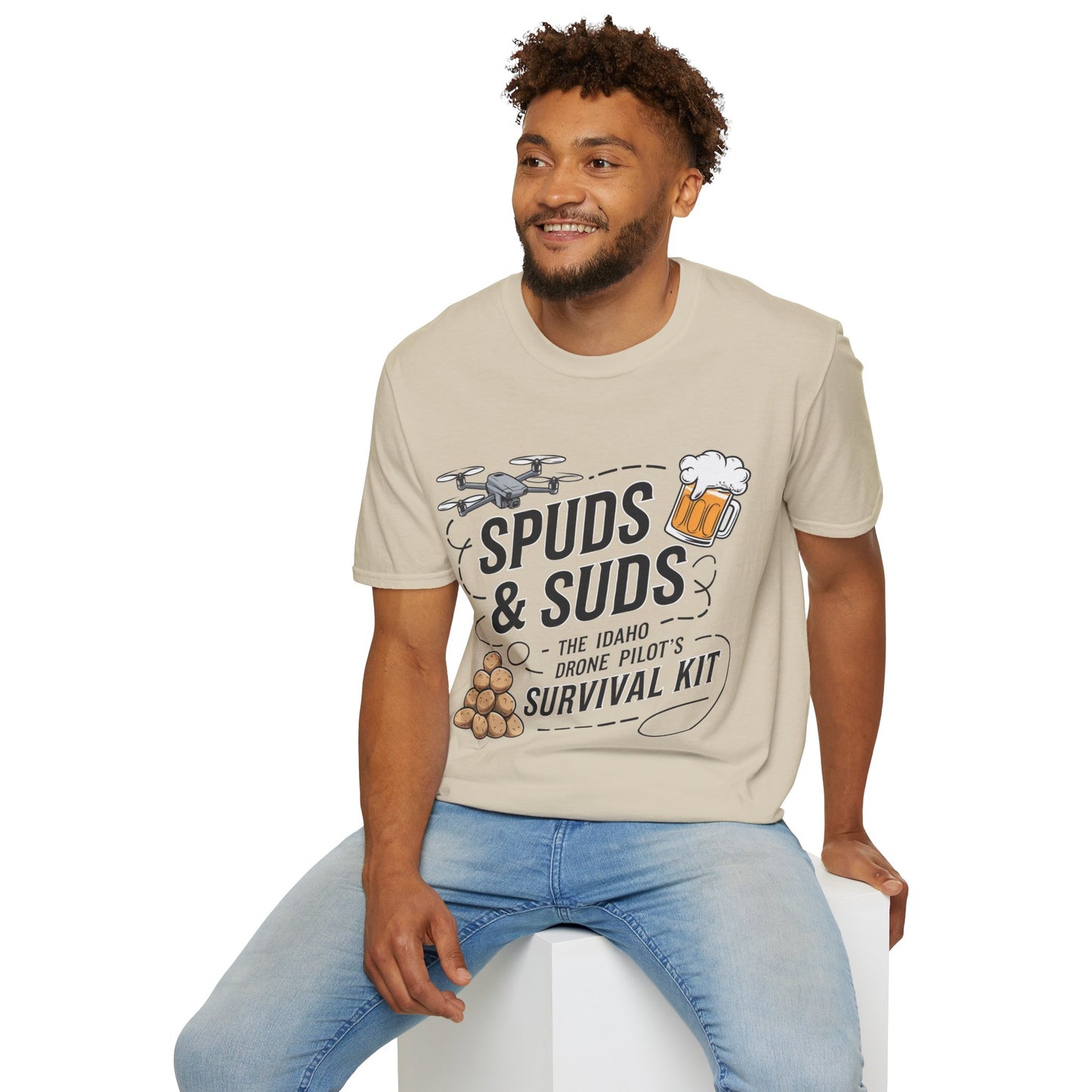 "Spuds & Suds – The Idaho Drone Pilot’s Survival Kit!"  - Funny Drone T-Shirt V2