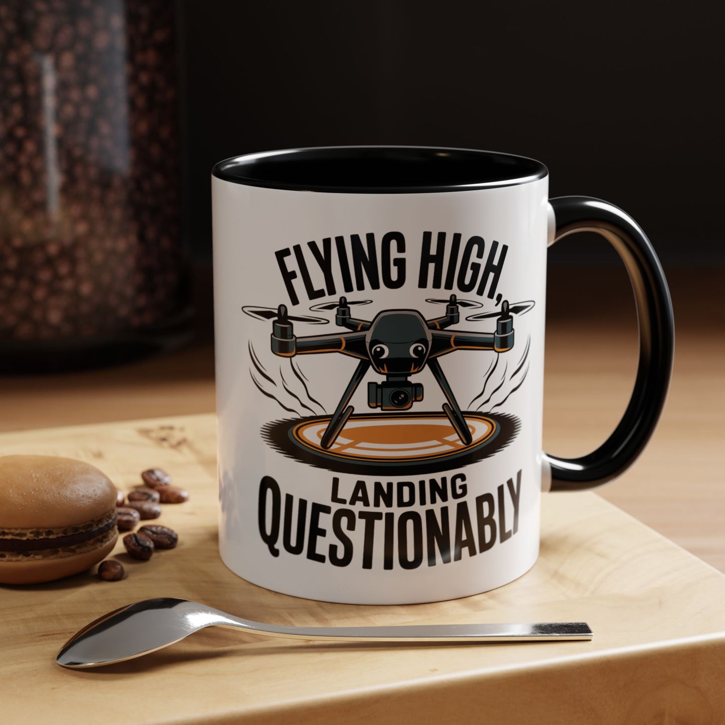 Drone Pilot Mug - "Flying High, Landing Questonably" Funny Gift | 11oz & 15oz