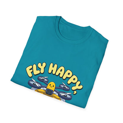 “Fly Happy, Land Safe” Fun Drone T-Shirt for Kids