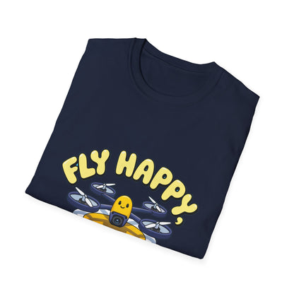 “Fly Happy, Land Safe” Fun Drone T-Shirt for Kids