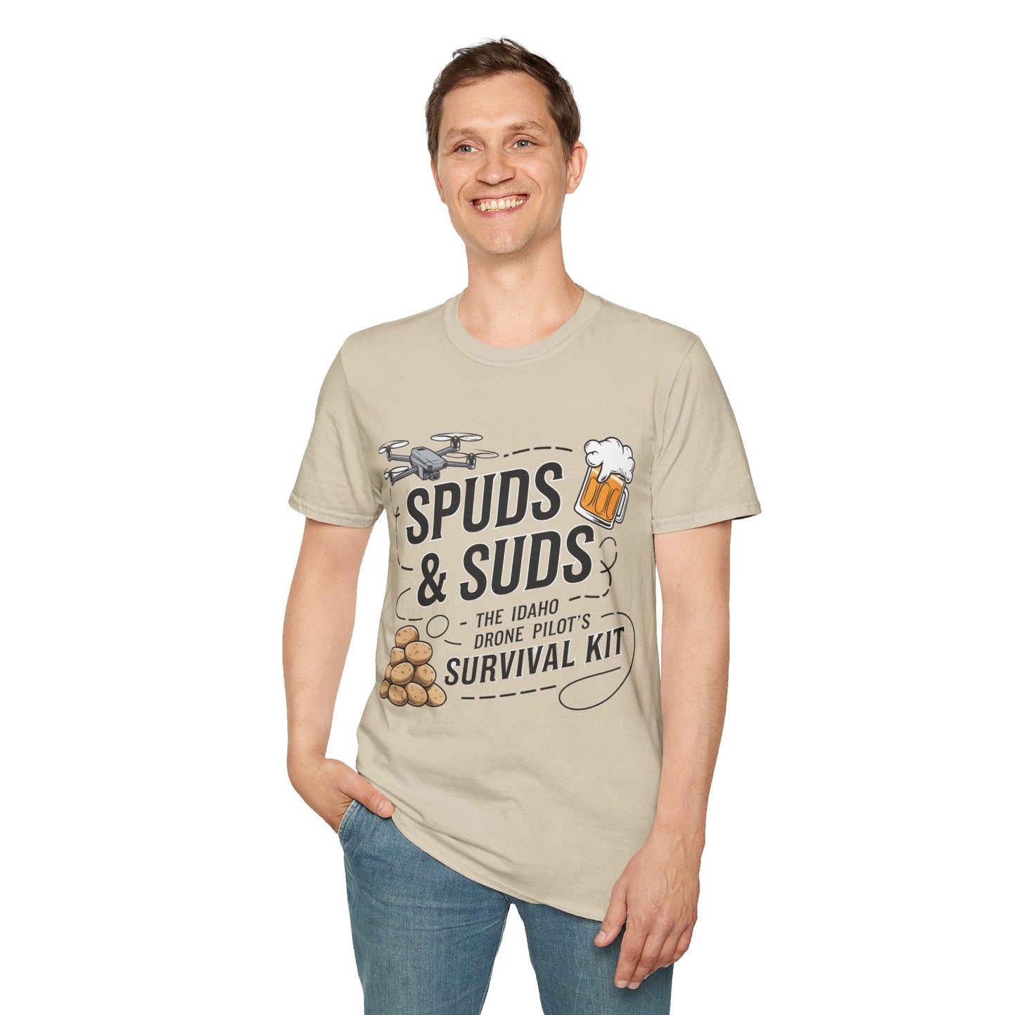 "Spuds & Suds – The Idaho Drone Pilot’s Survival Kit!"  - Funny Drone T-Shirt V2