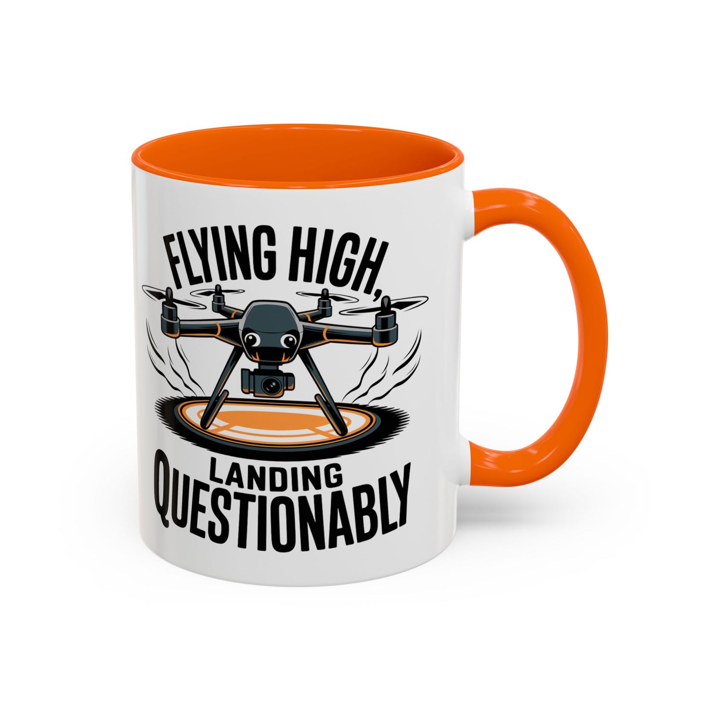 Drone Pilot Mug - "Flying High, Landing Questonably" Funny Gift | 11oz & 15oz