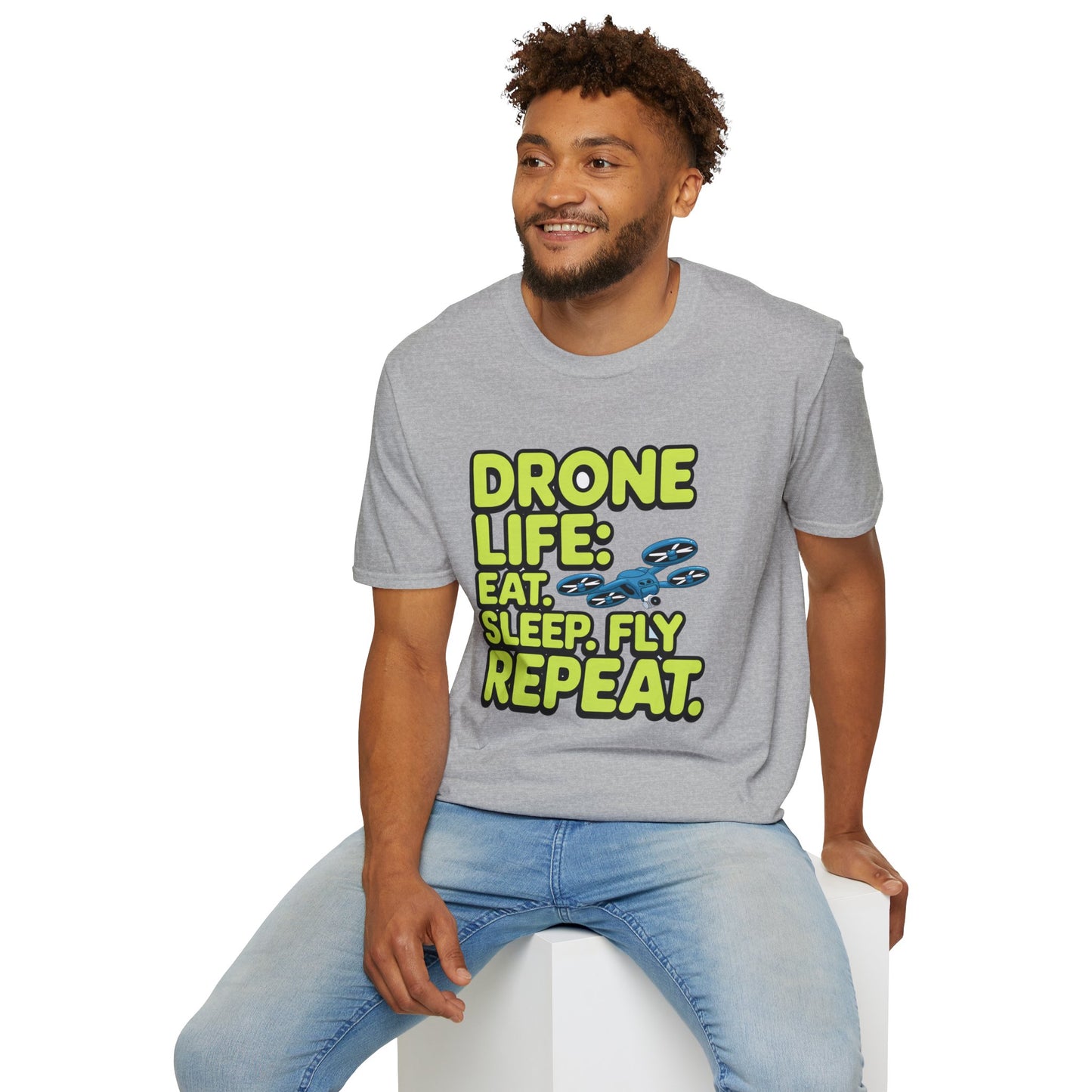 "Drone Life: Eat, Sleep, Fly, Repeat" - Funny Drone Pilot T-Shirt - V2