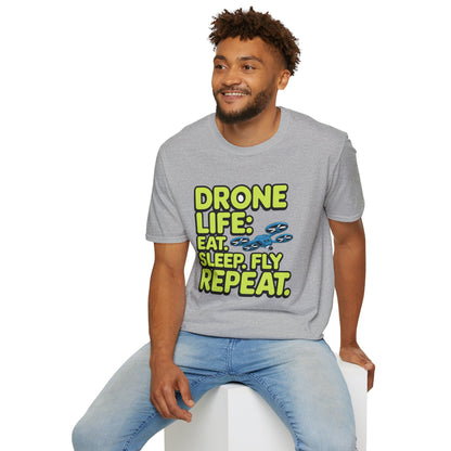 "Drone Life: Eat, Sleep, Fly, Repeat" - Funny Drone Pilot T-Shirt - V2