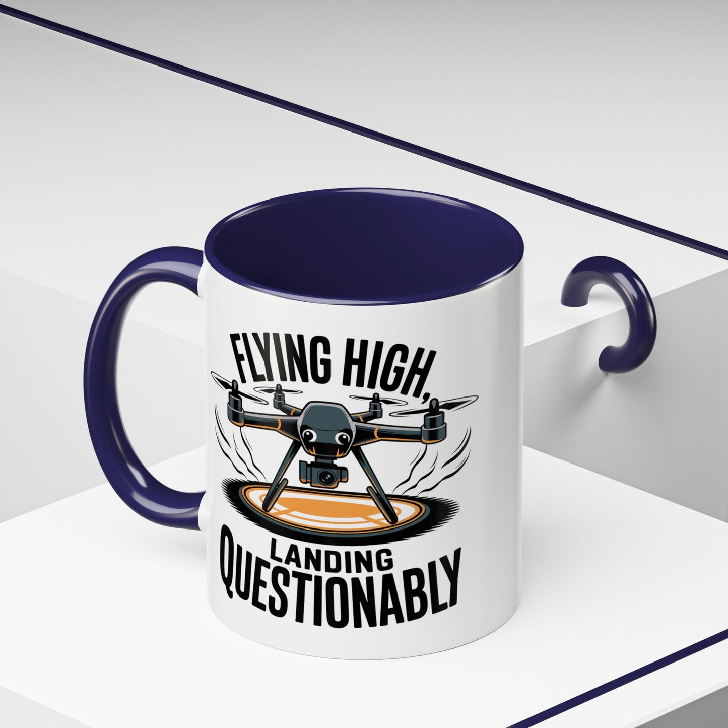 Drone Pilot Mug - "Flying High, Landing Questonably" Funny Gift | 11oz & 15oz