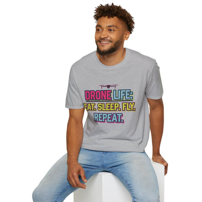 "Drone Life: Eat, Sleep, Fly, Repeat" - Funny Drone Pilot T-Shirt - V1