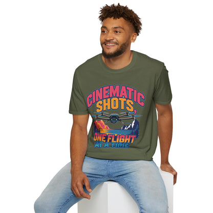 "Cinematic Shots One Flight at a Time" - Drone Pilot T-Shirt - V2