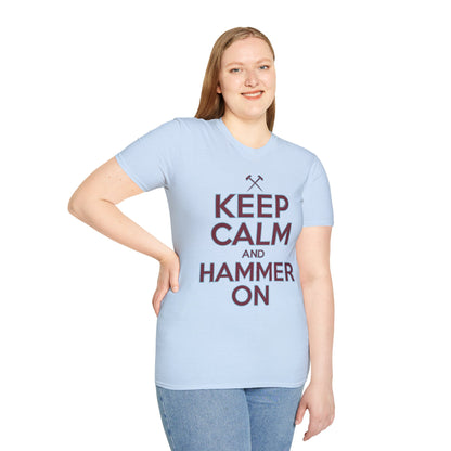West Ham T-Shirt - "Keep Calm and Hammer On" - West Ham United Fan Apparel Unisex Softstyle