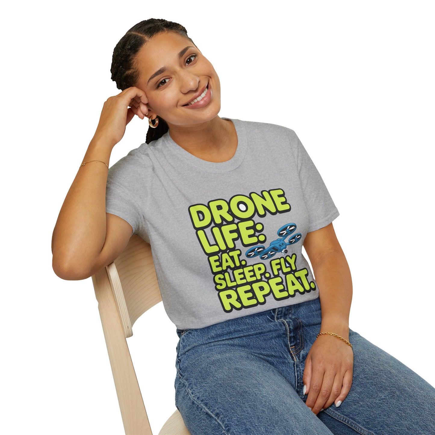 "Drone Life: Eat, Sleep, Fly, Repeat" - Funny Drone Pilot T-Shirt - V2