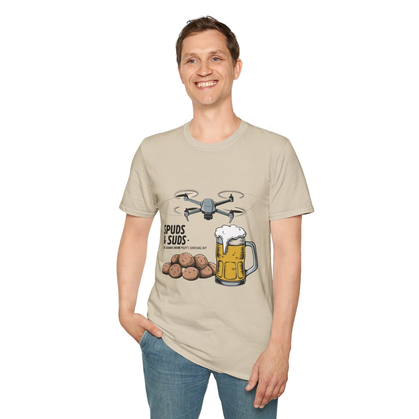 "Spuds & Suds – The Idaho Drone Pilot’s Survival Kit!"  - Funny Drone T-Shirt V1