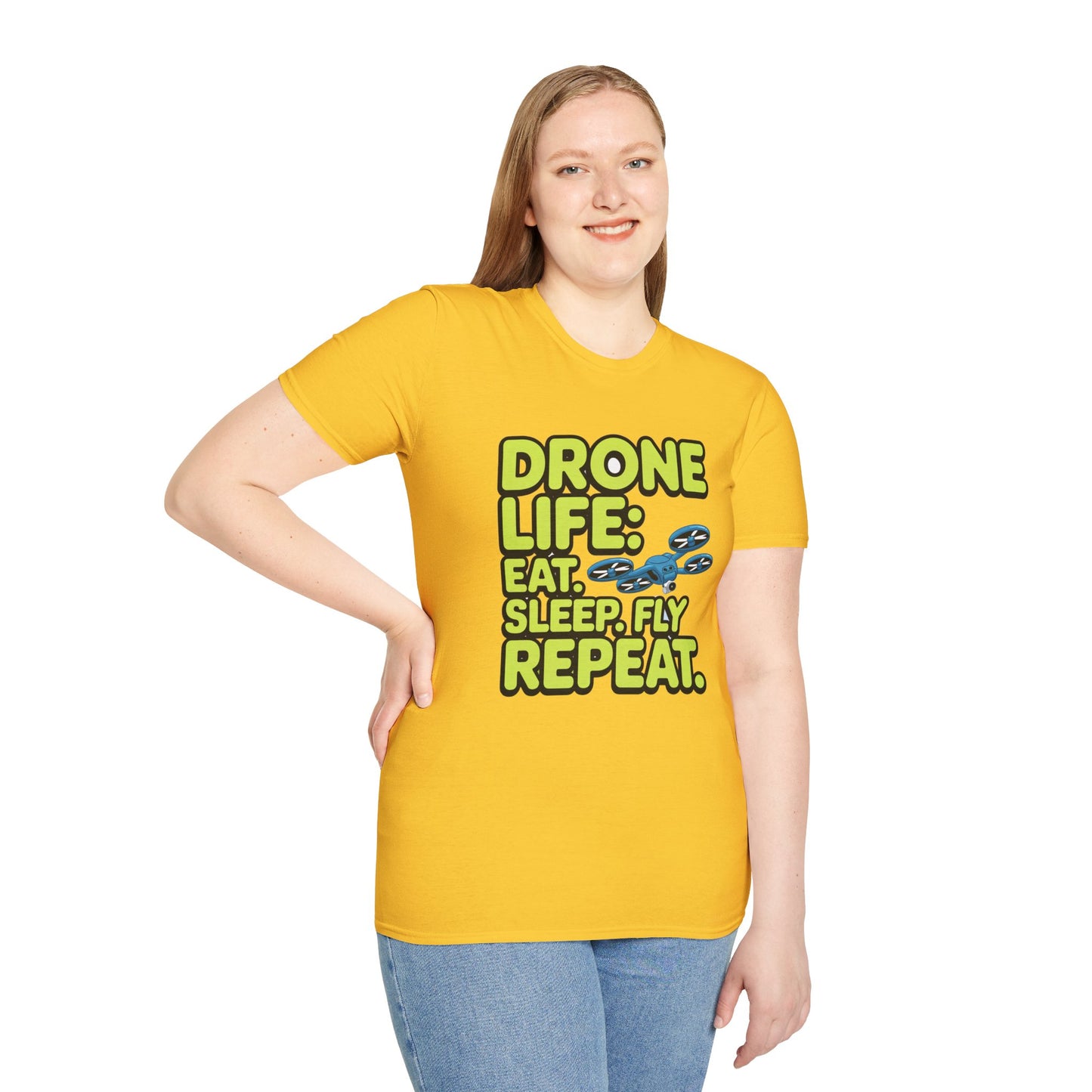 "Drone Life: Eat, Sleep, Fly, Repeat" - Funny Drone Pilot T-Shirt - V2