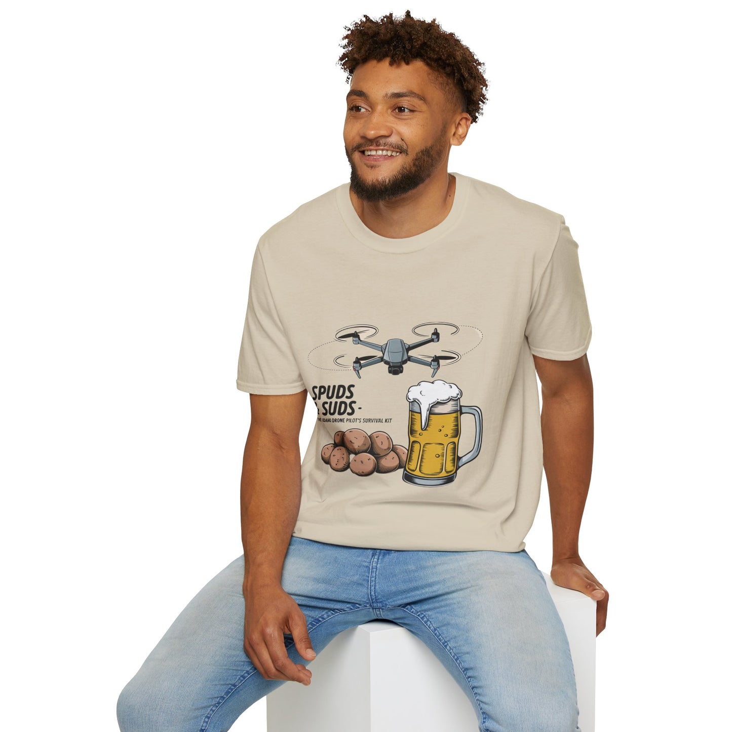 "Spuds & Suds – The Idaho Drone Pilot’s Survival Kit!"  - Funny Drone T-Shirt V1