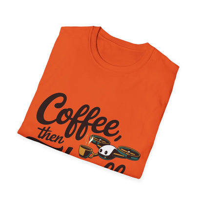 “Coffee, Then Takeoff” Funny Drone T-Shirt