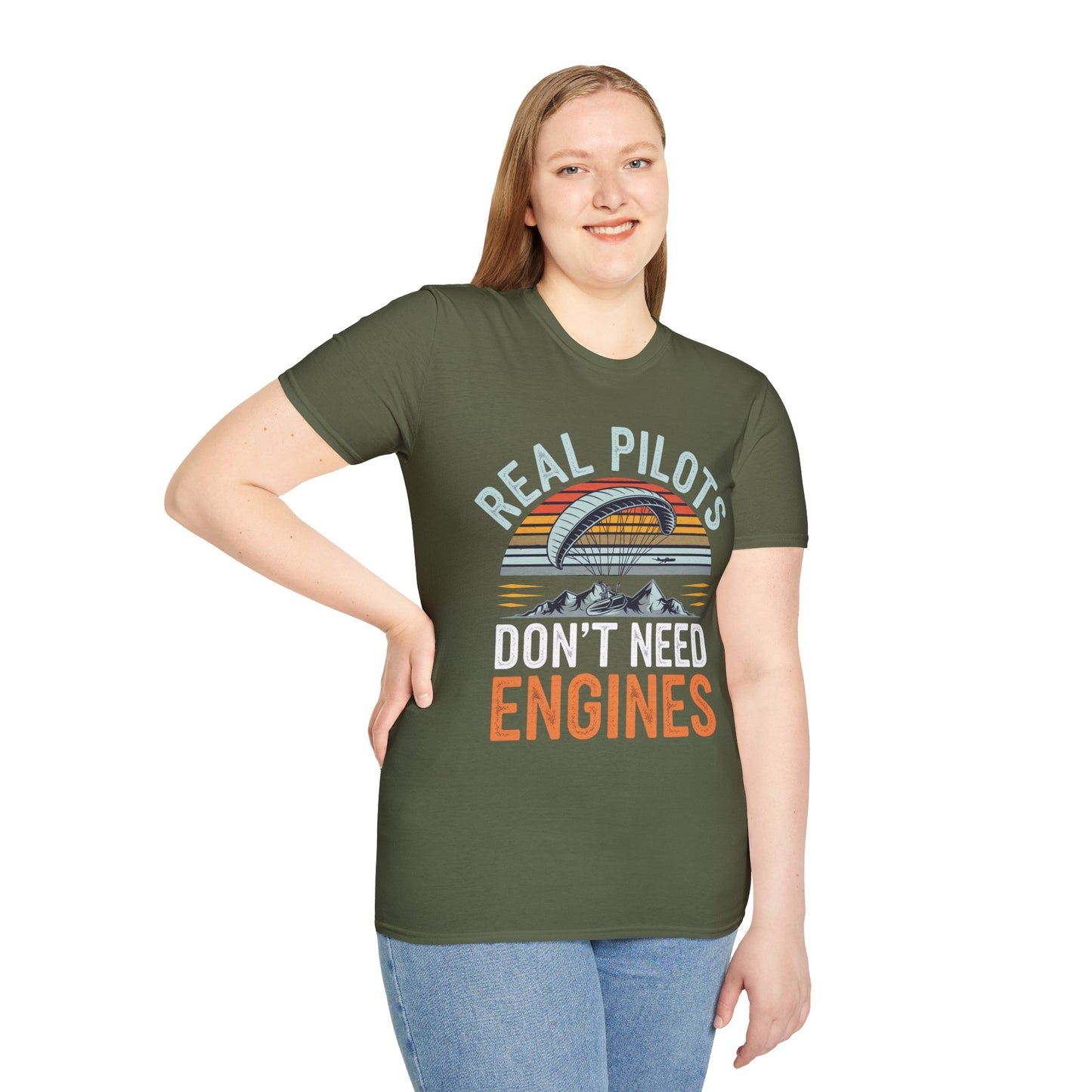 "Real Pilots Don’t Need Engines" - Inspirational Paragliding T-Shirt