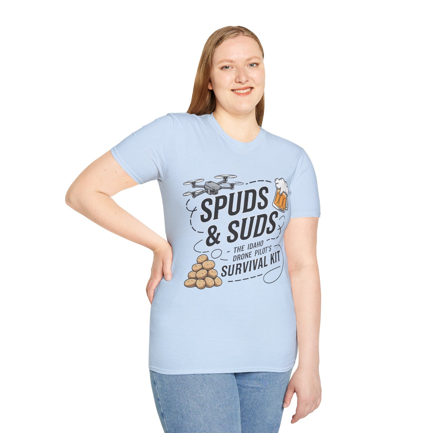 "Spuds & Suds – The Idaho Drone Pilot’s Survival Kit!"  - Funny Drone T-Shirt V2