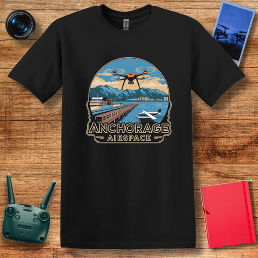 "Anchorage Airspace – Explore Alaska’s Heart from Above" V2 - Alaska Drone Enthusiast T-Shirt