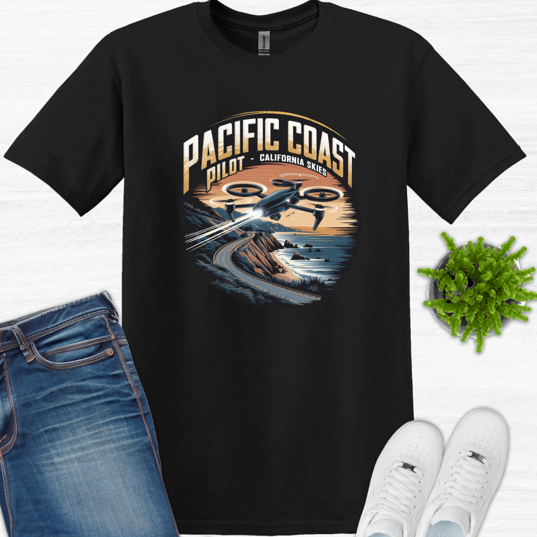 "Pacific Coast Pilot – California Skies" -  Drone Pilot T-Shirt