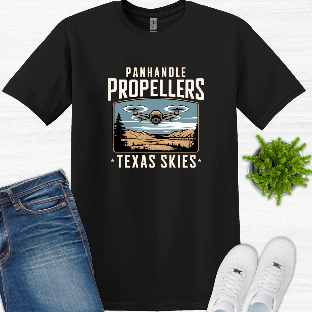 "Panhandle Propellers: Texas Skies" V3 – Bold Texas Drone T-Shirt