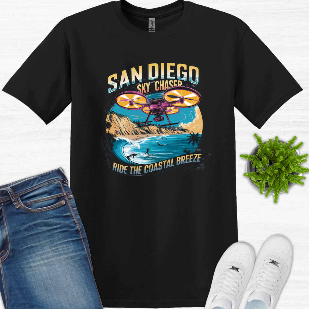 "San Diego Sky Chaser: Ride the Coastal Breeze" V3 – California Drone T-Shirt