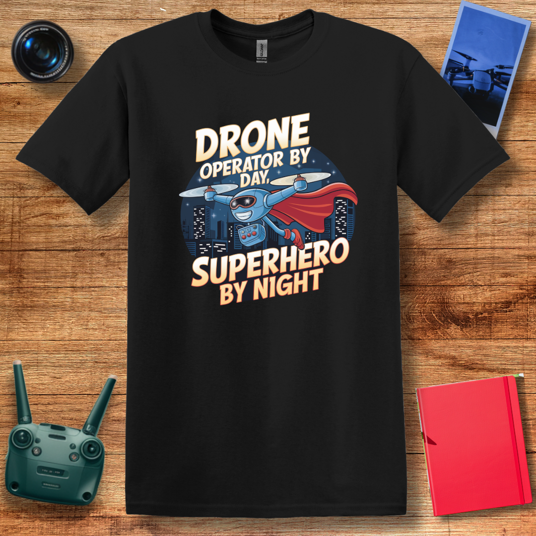 "Drone Operator by Day, Superhero by Night" – Mom, Dad, Funny Drone T-Shirt