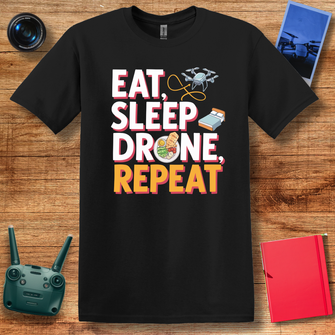 "Eat. Sleep. Drone. Repeat." V2 Tech-Inspired T-Shirt