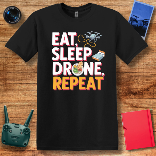 "Eat. Sleep. Drone. Repeat." V2 Tech-Inspired T-Shirt