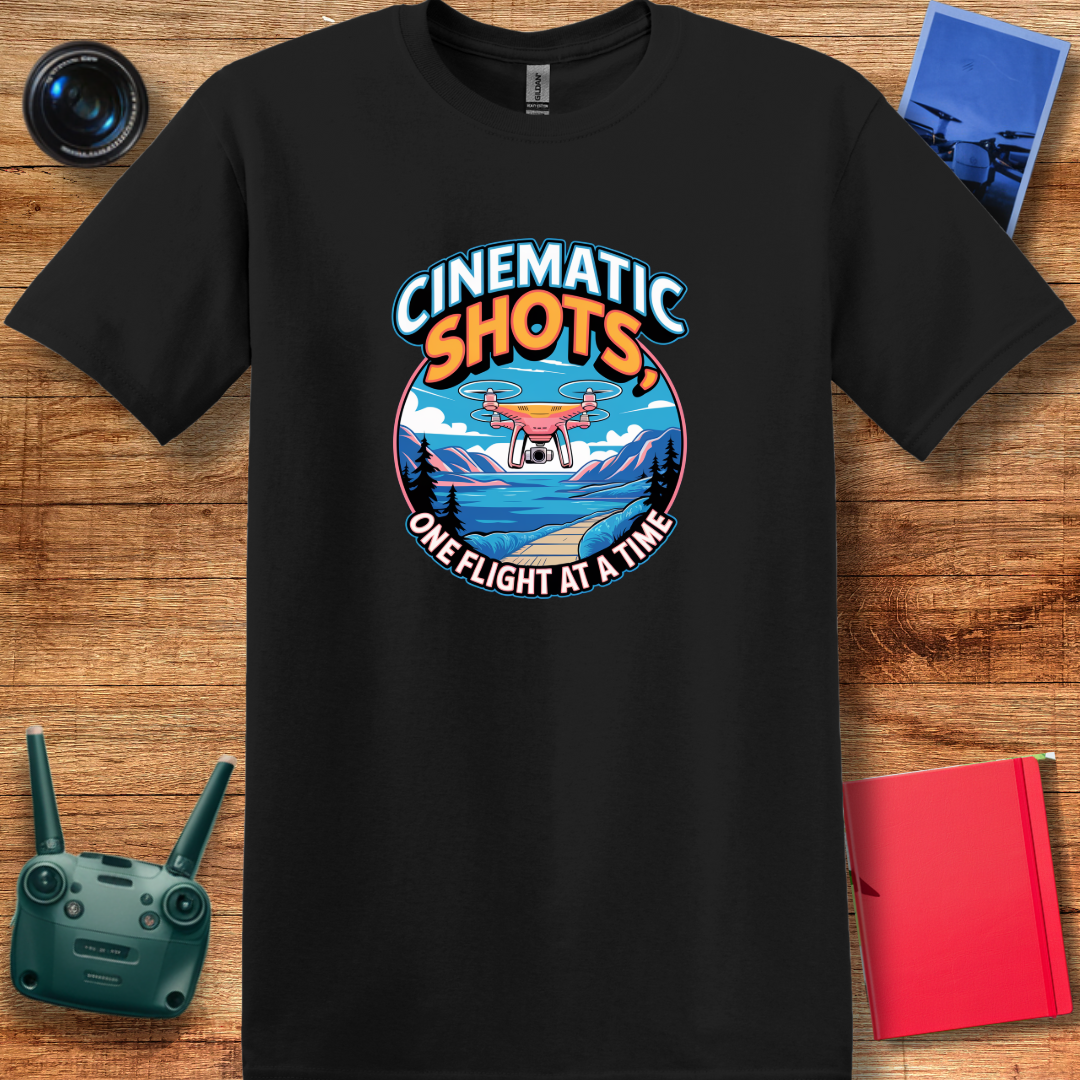 "Cinematic Shots One Flight at a Time" - Drone Pilot T-Shirt - V1