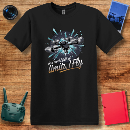 "In a World Full of Limits, I Fly" – Inspirational Drone T-Shirt