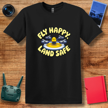 “Fly Happy, Land Safe” Fun Drone T-Shirt for Kids